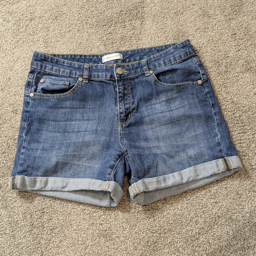 CHRISTOPHER & BANKS Blue Denim Cuffed Mid-Rise Jean Shorts; Size 10